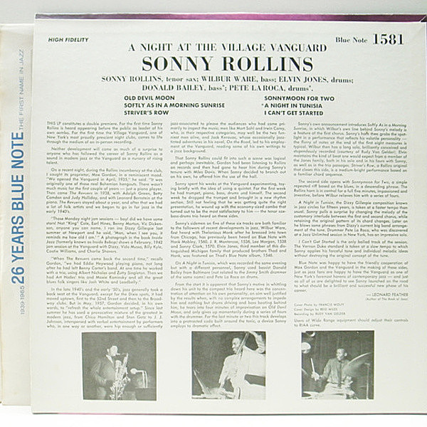 SONNY ROLLINS / A Night At The Village Vanguard (LP) / Blue Note