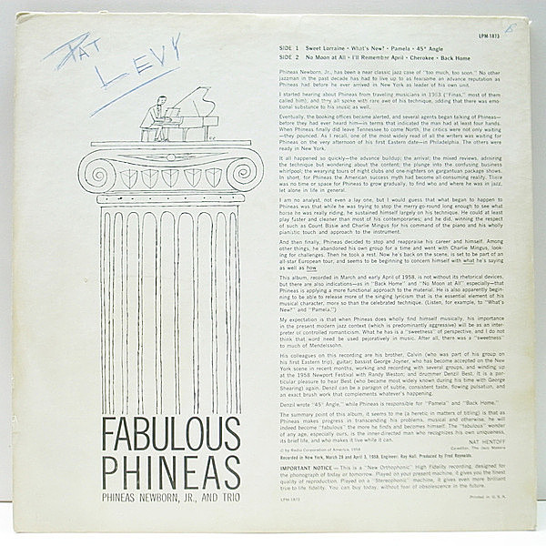 PHINEAS NEWBORN JR. / Fabulous Phineas (LP) / RCA | WAXPEND RECORDS