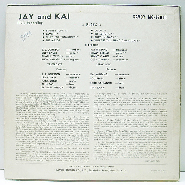 J.J. JOHNSON / KAI WINDING / Jay & Kai (LP) / Savoy | WAXPEND RECORDS