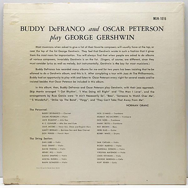 BUDDY DeFRANCO / OSCAR PETERSON / Play George Gershwin (LP