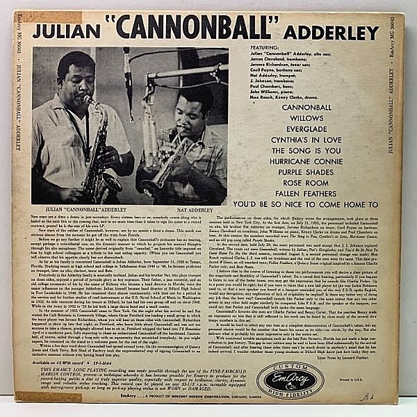 CANNONBALL ADDERLEY / Julian Cannonball Adderley (LP) / EmArcy 