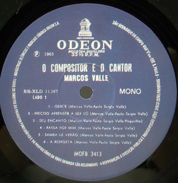 MARCOS VALLE / O Compositor E O Cantor (LP) / Odeon | WAXPEND RECORDS