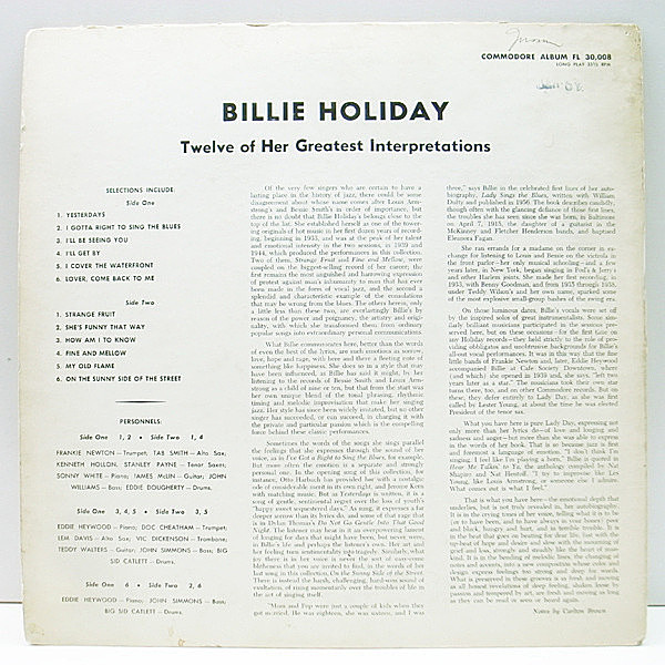 BILLIE HOLIDAY / Twelve Of Her Greatest Interpretations - Strange