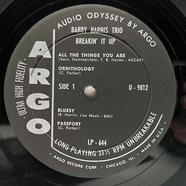 BARRY HARRIS / Breakin' It Up (LP) / Argo | WAXPEND RECORDS