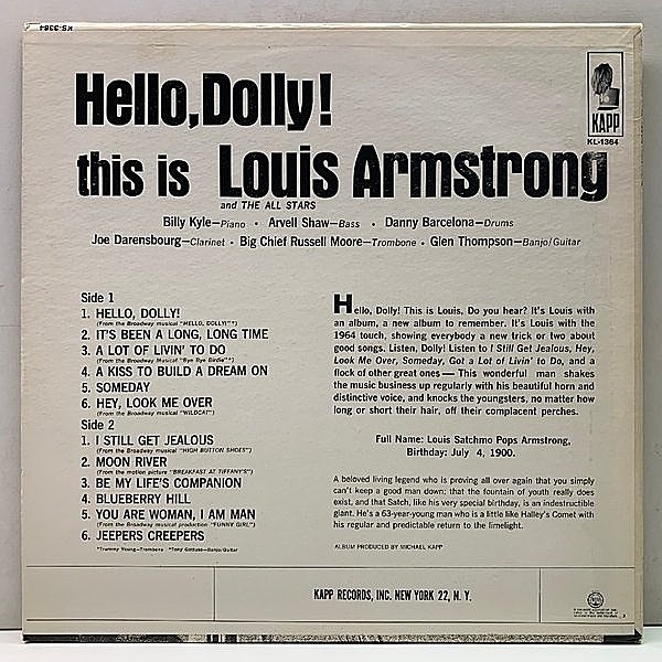 LOUIS ARMSTRONG / Hello, Dolly! (LP) / Kapp | WAXPEND RECORDS