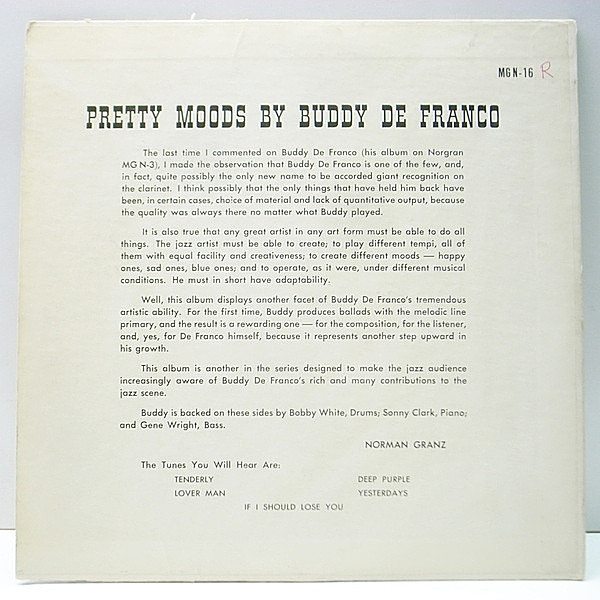 レア 10インチ【w/ Sonny Clark】BUDDY DeFRANCO Pretty Moods