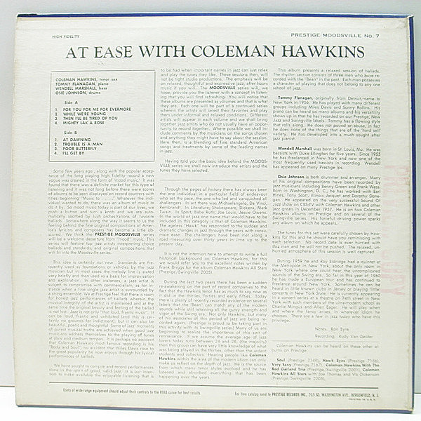 COLEMAN HAWKINS / At Ease With Coleman Hawkins (LP) / Moodsville