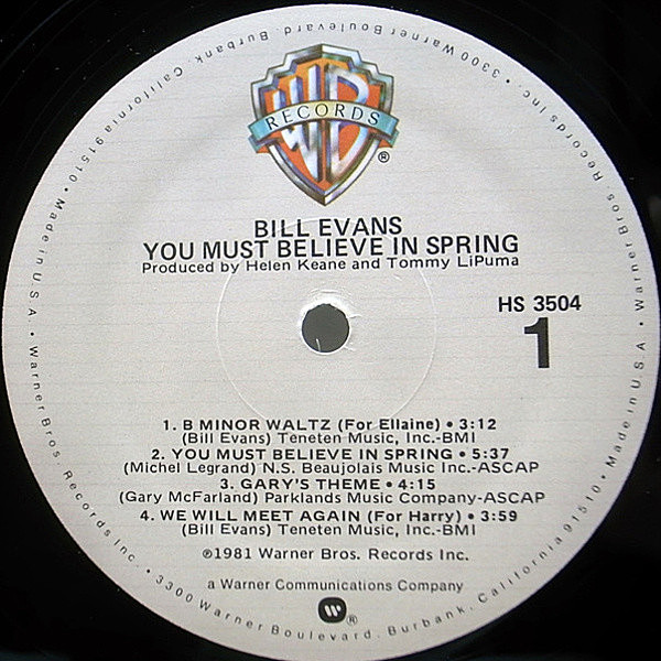 BILL EVANS / You Must Believe In Spring (LP) / Warner Bros