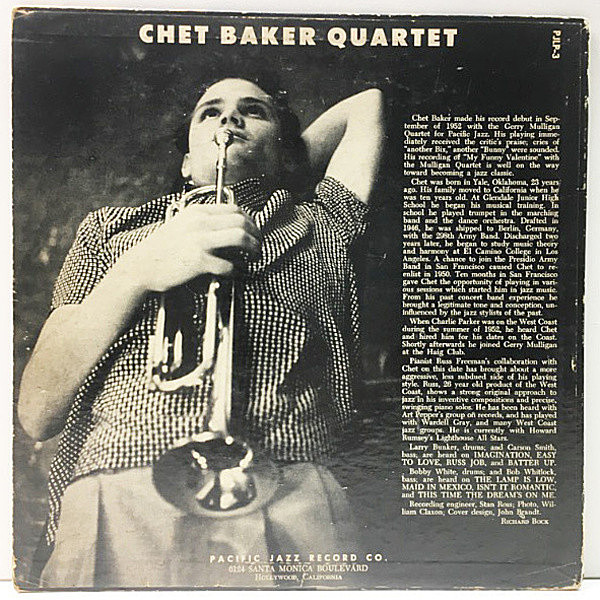 CHET BAKER / Chet Baker Quartet (10) / Pacific Jazz | WAXPEND RECORDS