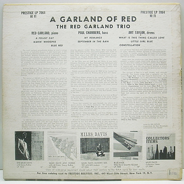 RED GARLAND / A Garland Of Red (LP) / Prestige | WAXPEND RECORDS