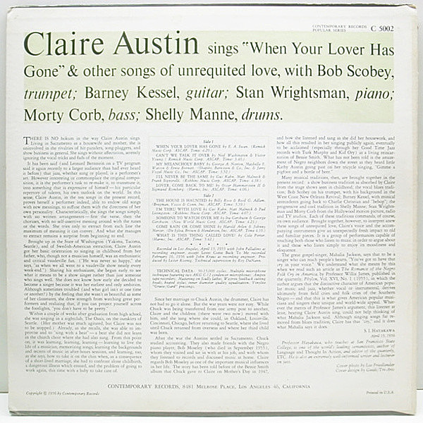 CLAIRE AUSTIN / When Your Lover Has Gone (LP) / Progressive