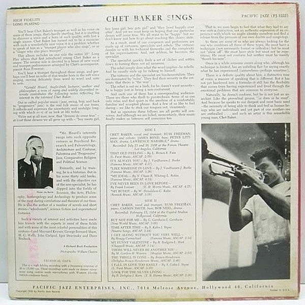 CHET BAKER / Chet Baker Sings (LP) / Pacific Jazz | WAXPEND RECORDS
