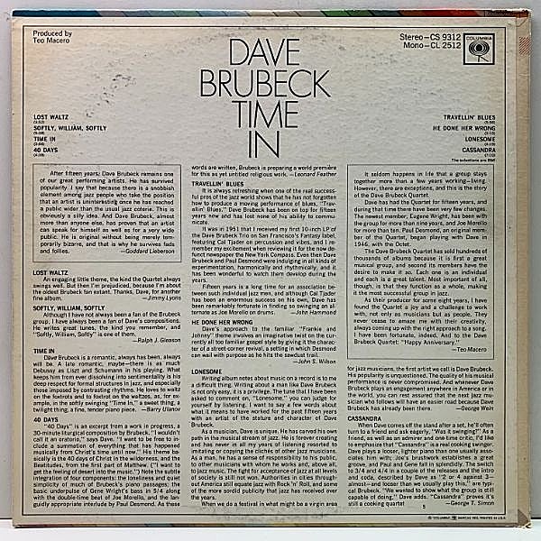 DAVE BRUBECK / Time In (LP) / Columbia | WAXPEND RECORDS