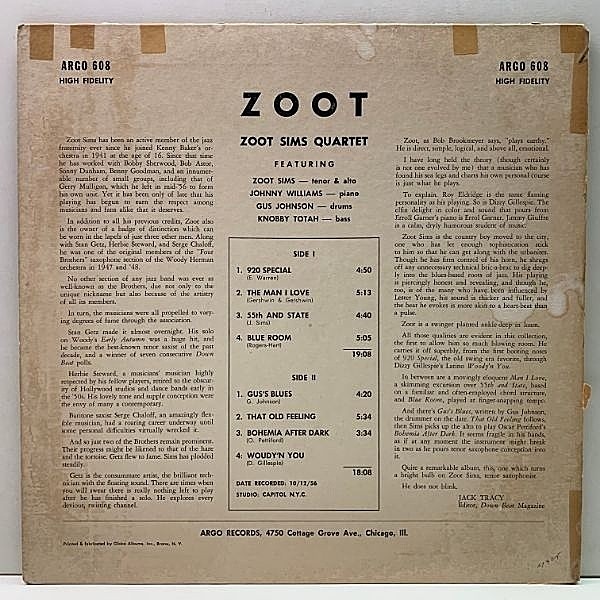 ZOOT SIMS / Zoot (LP) / Argo | WAXPEND RECORDS