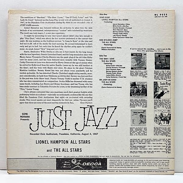 LIONEL HAMPTON / Just Jazz (LP) / Decca | WAXPEND RECORDS