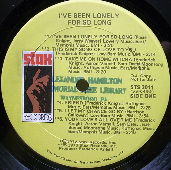 FREDERICK KNIGHT / I've Been Lonely For So Long (LP) / Stax 