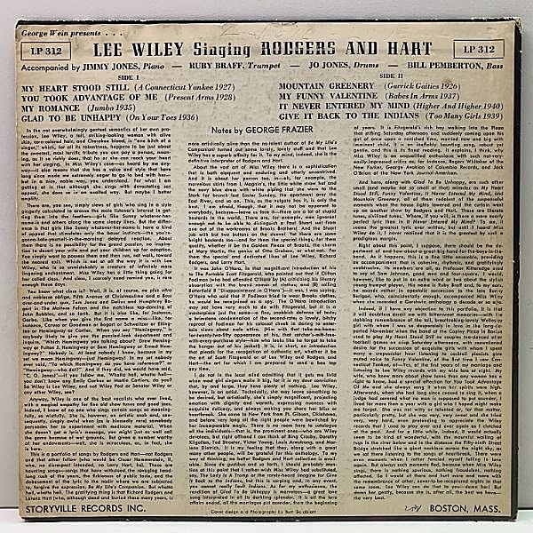 LEE WILEY / Sings Rodgers & Hart (10) / Storyville | WAXPEND RECORDS