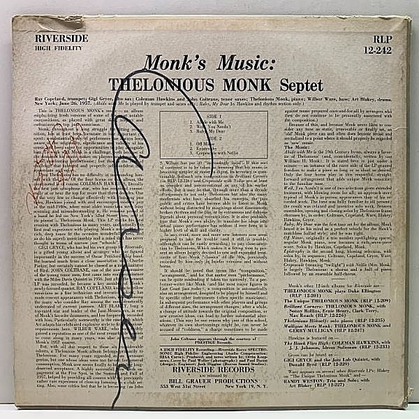 THELONIOUS MONK / Monk's Music (LP) / Riverside | WAXPEND RECORDS