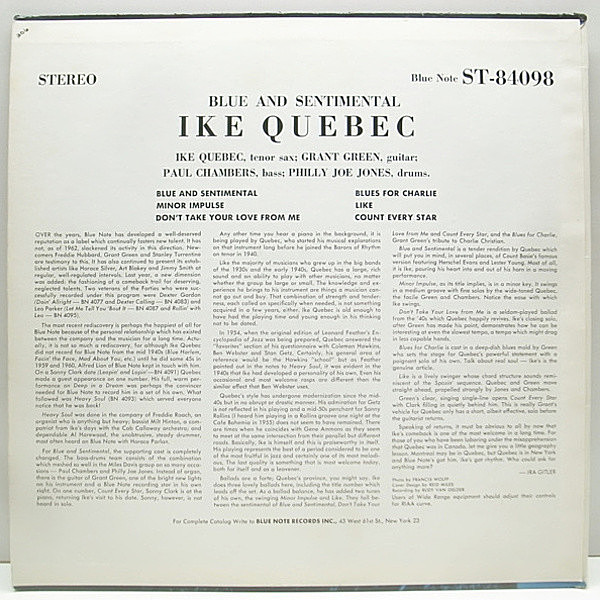 IKE QUEBEC / Blue & Sentimental (LP) / Blue Note | WAXPEND RECORDS