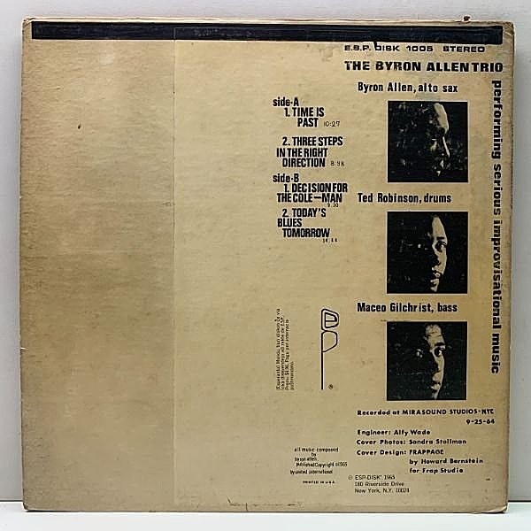 BYRON ALLEN / The Byron Allen Trio (LP) / ESP | WAXPEND RECORDS