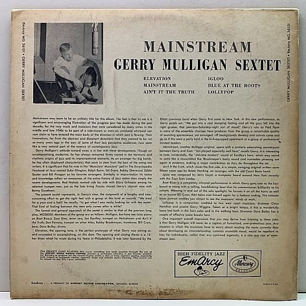GERRY MULLIGAN / Mainstream Of Jazz (LP) / EmArcy | WAXPEND RECORDS
