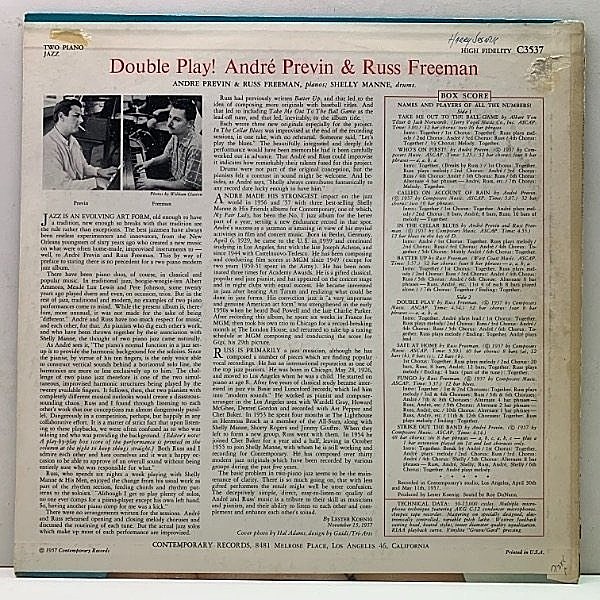 ANDRE PREVIN / RUSS FREEMAN / Double Play! (LP) / Contemporary