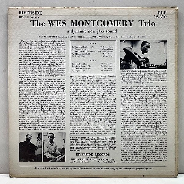 WES MONTGOMERY / The Wes Montgomery Trio (LP) / Riverside | WAXPEND RECORDS