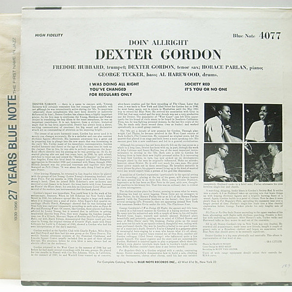 DEXTER GORDON / Doin' Allright (LP) / Blue Note | WAXPEND RECORDS