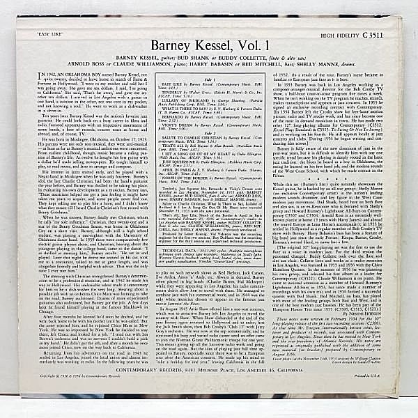 BARNEY KESSEL / Easy Like (Vol.1) (LP) / Contemporary | WAXPEND