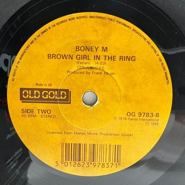 BONEY M. / Rivers Of Babylon / Brown Girl In The Ring (7) / Old