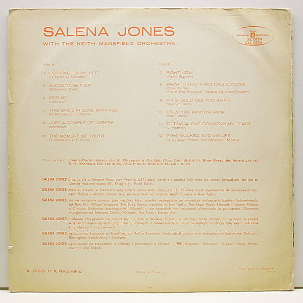 SALENA JONES / Salena Jones With The Keith Mansfield