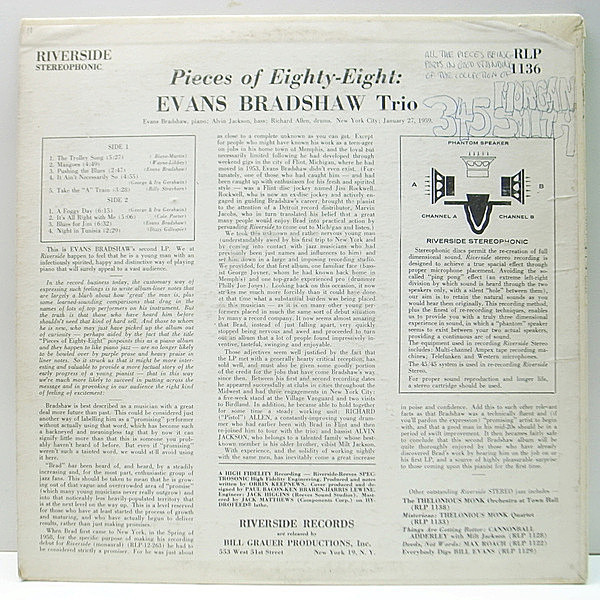 EVANS BRADSHAW / Pieces Of Eighty-Eight (LP) / Riverside | WAXPEND