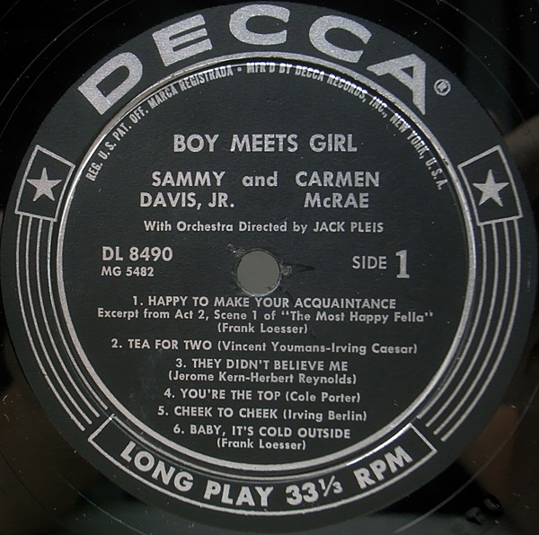 SAMMY DAVIS JR. / CARMEN McRAE / Boy Meets Girl (LP) / Decca 