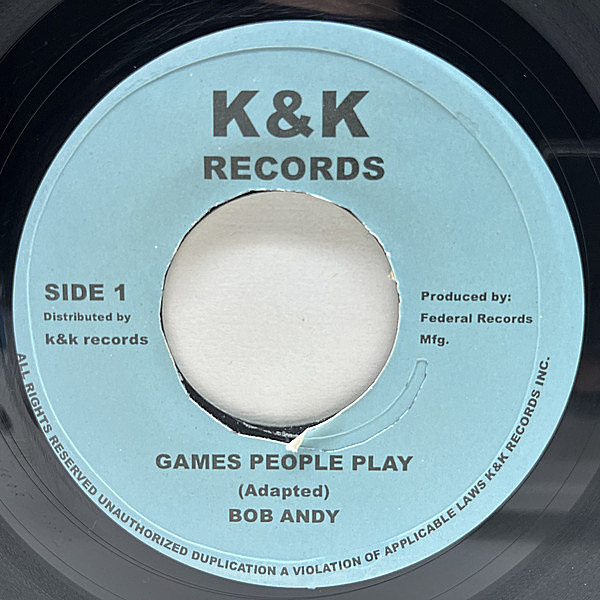 レコードメイン画像：良好盤!! "7 JAオリジナル BOB ANDY Games People Play / PARAGONS Talking Love ('77 K&K) 極上多幸感ROCKSTEADY カントリー名曲カヴァー