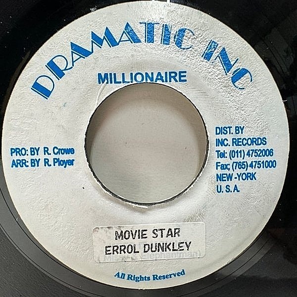 レコードメイン画像：USプレス 7インチ ERROL DUNKLEY Movie Star (Dramatic Inc) 哀愁のオルガンも噴出するキラーヴォーカルのディープROOTS 45RPM.