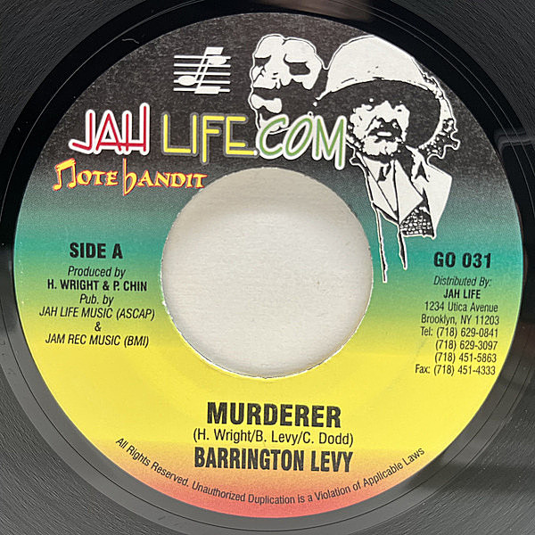 レコードメイン画像：【残響響き渡るヘヴィーな重たさのBIGチューン】美盤!! JAプレス BARRINGTON LEVY Murderer (Jah Life Com) HOT MILKリメイクリズム 45RPM.