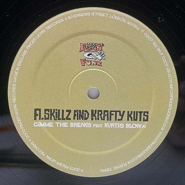 レコードメイン画像：良好!! 12インチ UKプレス A.SKILLZ AND KRAFTY KUTS Gimme The Breaks (Finger Lickin') KURTIS BLOW使いのガラージ・パーティー！