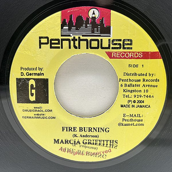 レコードメイン画像：【ソウルフルな慈愛に溢れた爽快ウィキッド】JAプレス MARCIA GRIFFITHS Fire Burning (Penthouse) BOB ANDY／Feeling Soulリディム 45RPM.