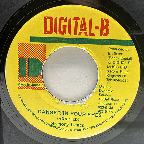 レコードメイン画像：スタワン産KILLER名曲の一級カヴァー！JAオリジ 7インチ GREGORY ISAACS Danger In Your Eyes ('97 Digital-B) 初期ダンスホール 45RPM.