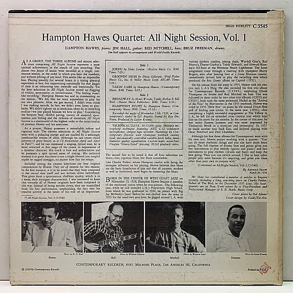 HAMPTON HAWES / All Night Session, Vol. 1 (LP) / Contemporary | WAXPEND  RECORDS