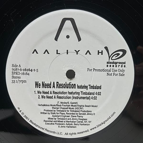 レコードメイン画像：【TIMBALAND prod.】プロモ 良好盤!! USオリジナル 12インチ AALIYAH We Need A Resolution マイルドに分厚いビーツのR&B名曲 全4ver.収録