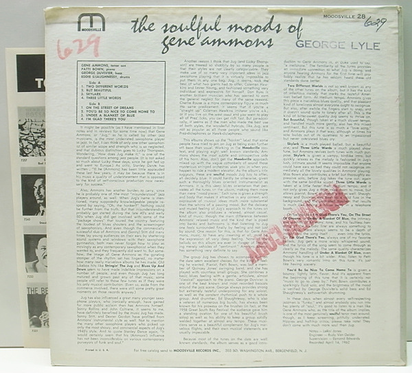 GENE AMMONS / The Soulful Moods Of (LP) / Moodsville | WAXPEND RECORDS