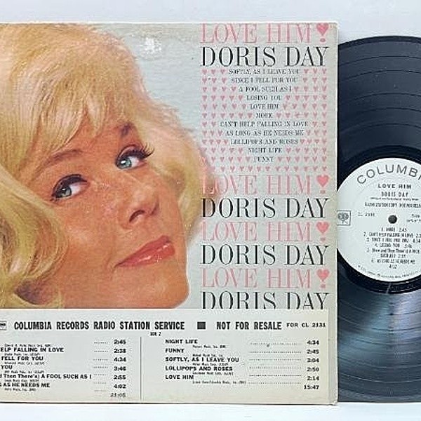 レコードメイン画像：良好盤!! プロモ MONO オリジナル DORIS DAY Love Him ('64 Columbia) ドリス・デイ 恋愛歌集 米モノラル PROMO 好きにならずにいられない