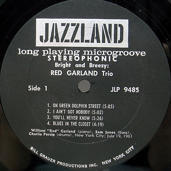 RED GARLAND / Bright And Breezy (LP) / Jazzland | WAXPEND RECORDS