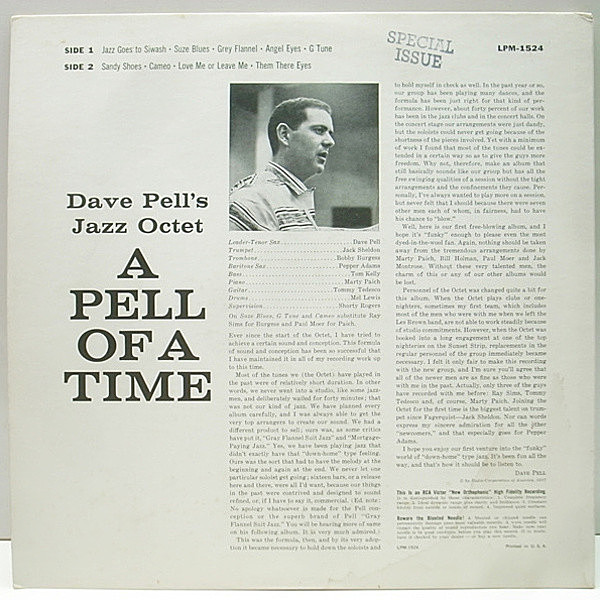 LP/ DAVE PELL / THE DAVE PELL OCTET PLAYS BURKE & VAN HEUSEN / US 