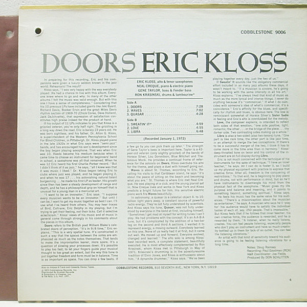 ERIC KLOSS / Doors (LP) / Cobblestone | WAXPEND RECORDS