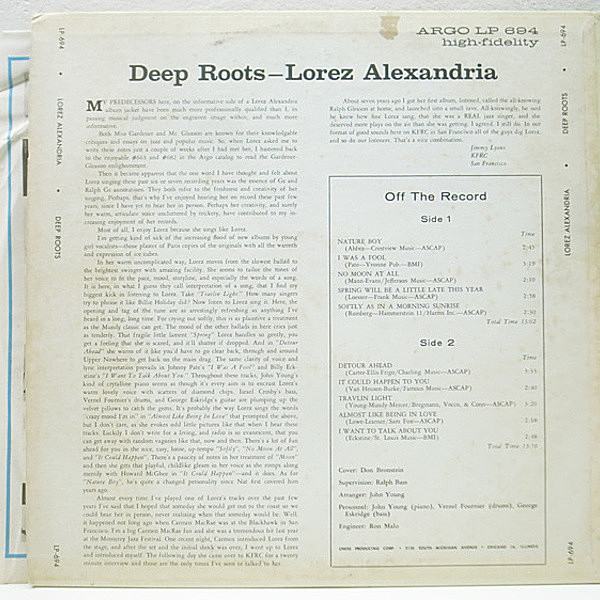 LOREZ ALEXANDRIA / Deep Roots (LP) / Argo | WAXPEND RECORDS