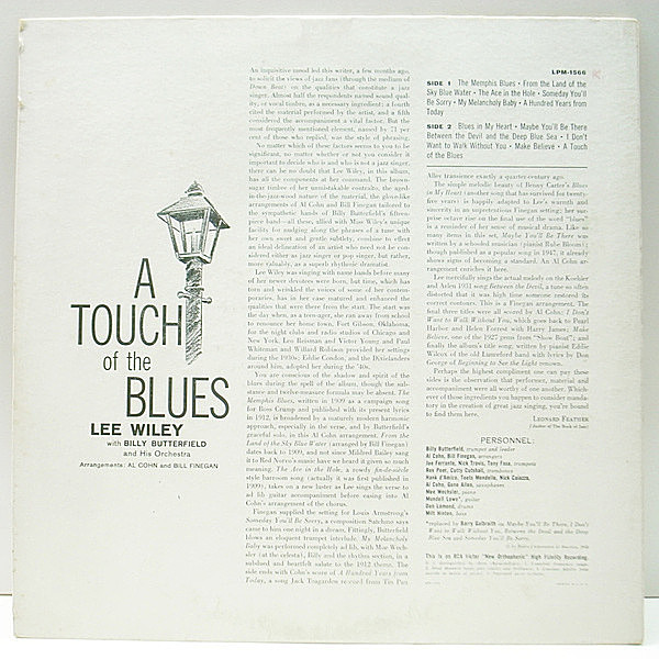 LEE WILEY / BILLY BUTTERFIELD / A Touch Of The Blues (LP) / RCA