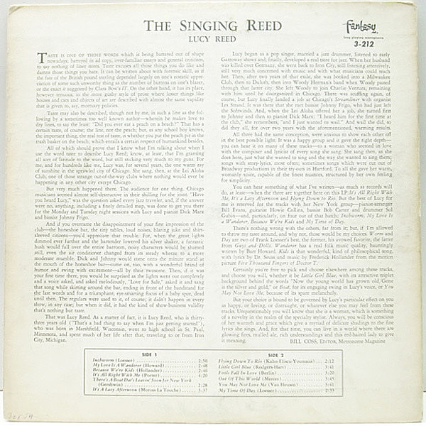 LUCY REED / The Singing Reed (LP) / Fantasy | WAXPEND RECORDS