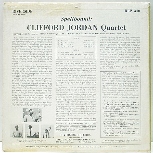 CLIFFORD JORDAN / Spellbound (LP) / Riverside | WAXPEND RECORDS